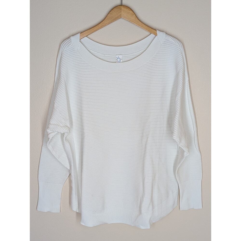 Offline by Aerie Home Stretch off the shoulder white ribbed sweater Size XL